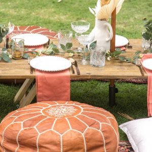Leather Moroccan Pouffe